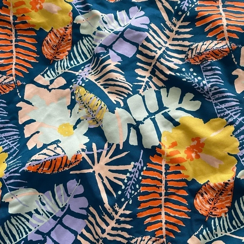 NWT Currents Swimwear, Squareneck Tanksuit Regular Deepwater Blue Multi Fern